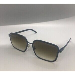 BLYSZAK Grade A Steel Metal Sunglasses - Navy Blue Frame - Brown Gradiant
